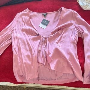 Topshop Light Pink Satin Blouse